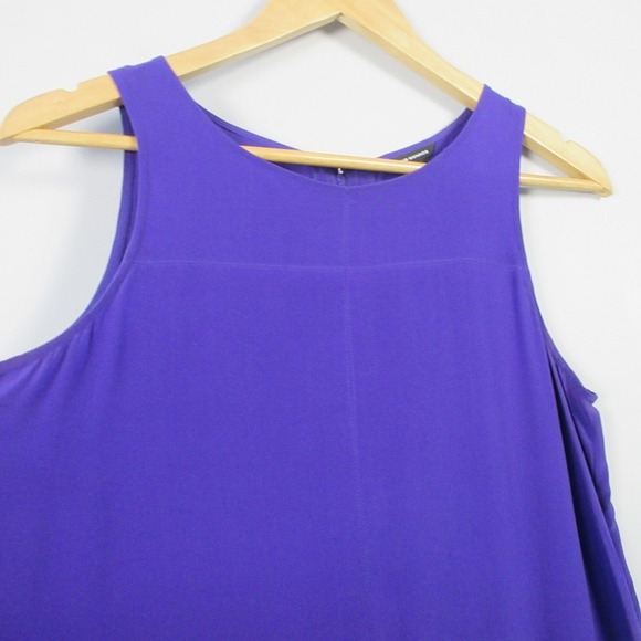 Club Monaco 100% Silk Midi Dress 4 Purple Sleeveless Casual Party Pockets 162 - Picture 9 of 12